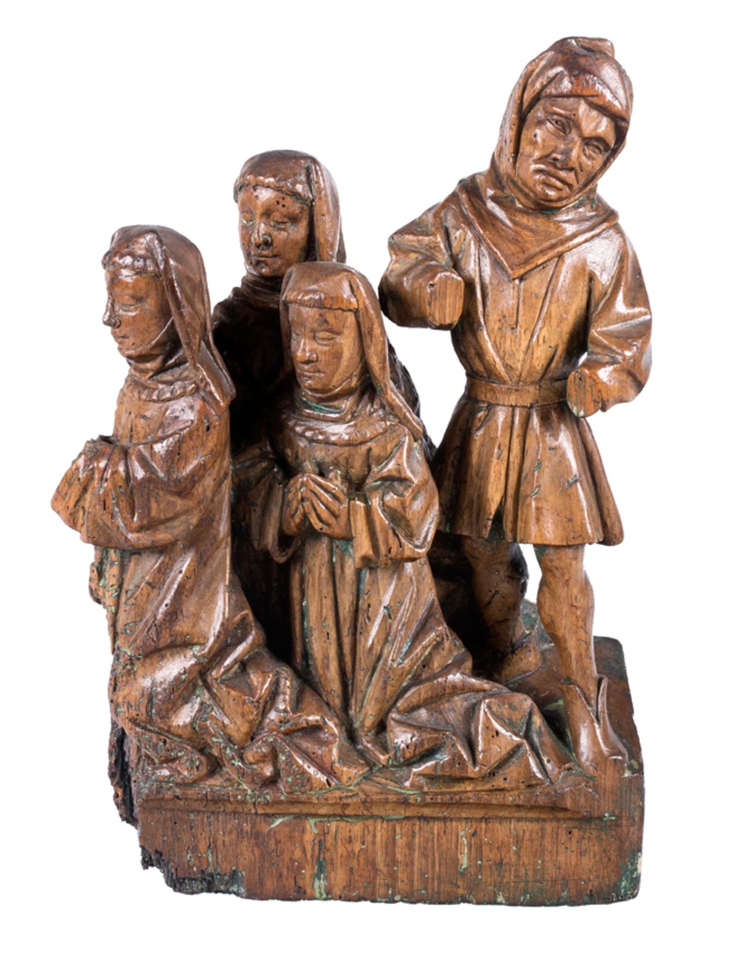 &quot;Group of worshipoers&quot;. Carved wooden sculpture. Flemish workshop. Brabant. Gothic. 15th c - Image 2 of 6