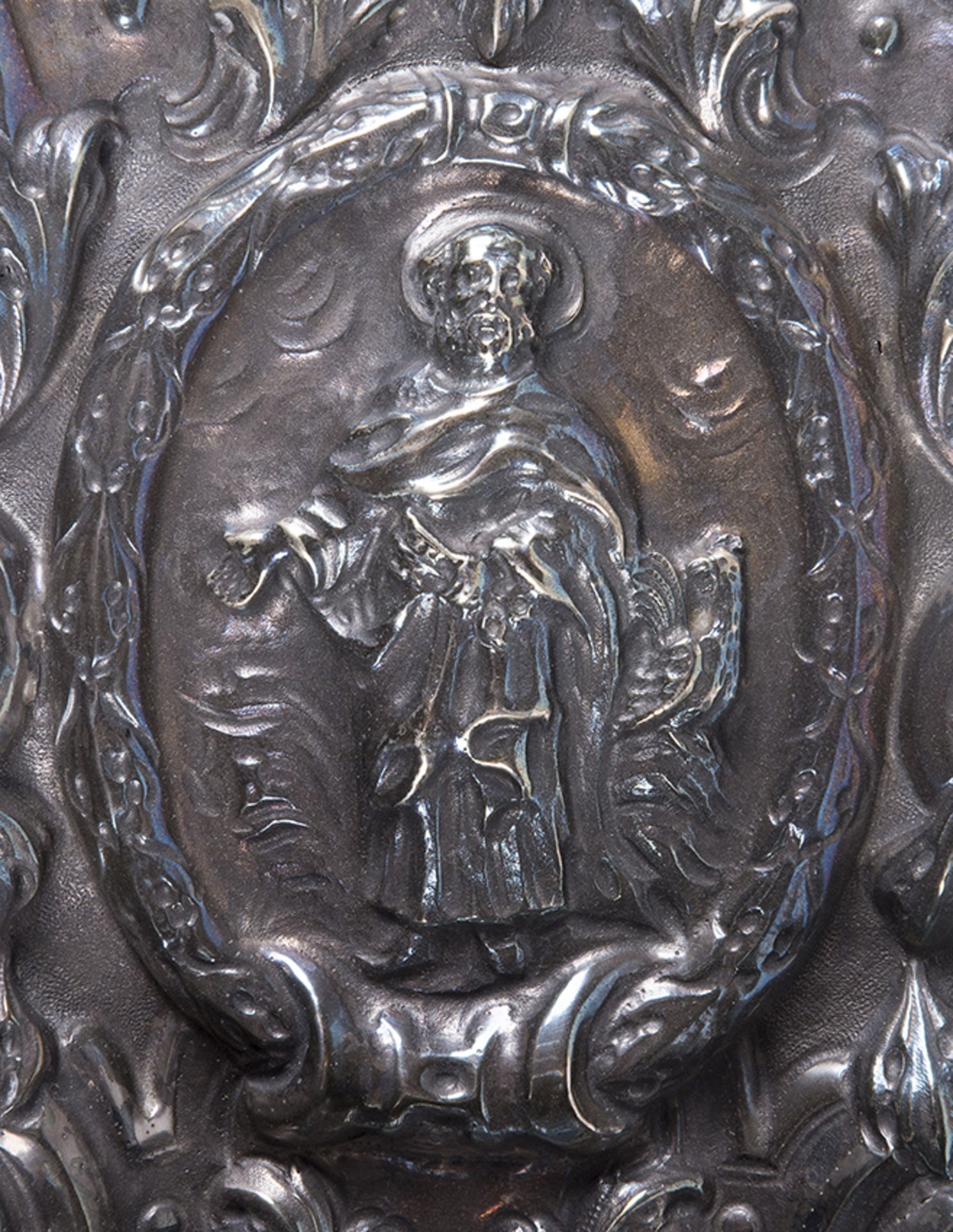 Pierced, embossed and chiselled silver home stoup. 18th century. - Image 2 of 4