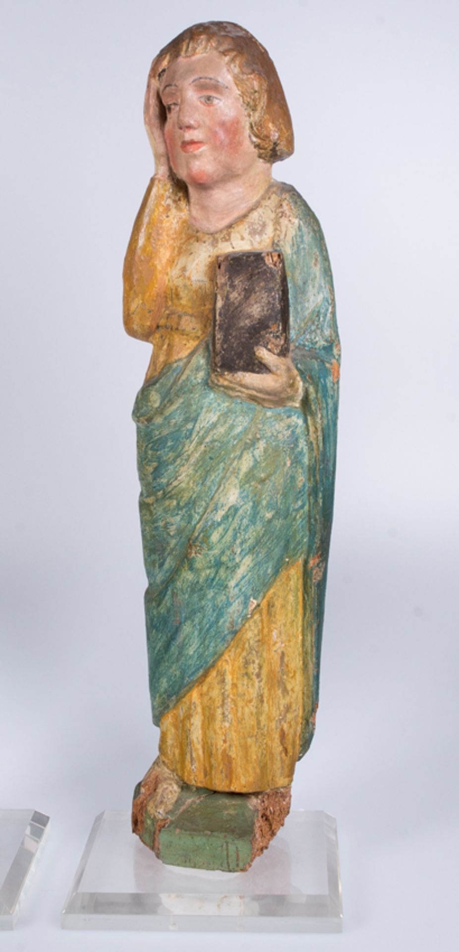 "The Virgin Mary" and "Saint John". Pair of wooden sculptures. ¿Castilian workshop? Late 13th cent. - Image 3 of 7