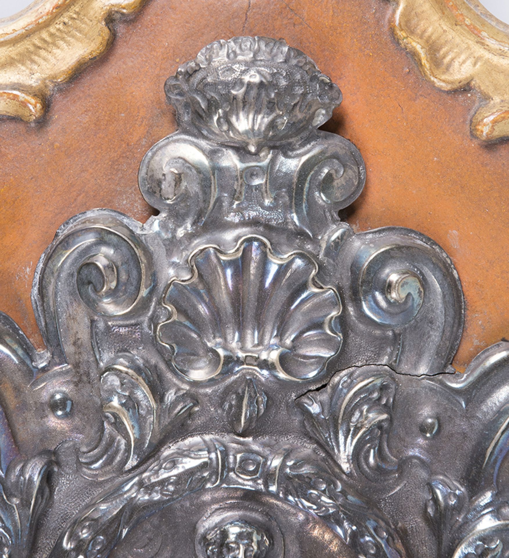 Pierced, embossed and chiselled silver home stoup. 18th century. - Image 3 of 4