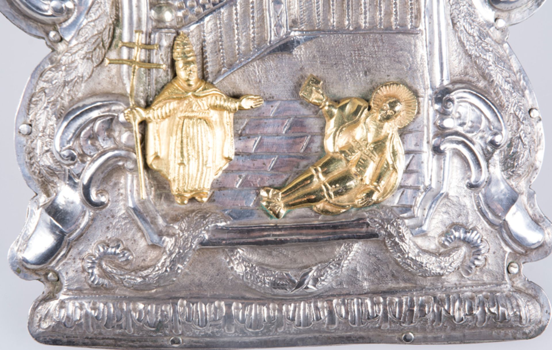 Silver and silver gilt pax board. 18th century. Dated 1786. - Image 2 of 7