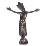 &quot;Christ alive&quot;. Chased copper figure, with traces of gilding and champlev&eacute; enamel.