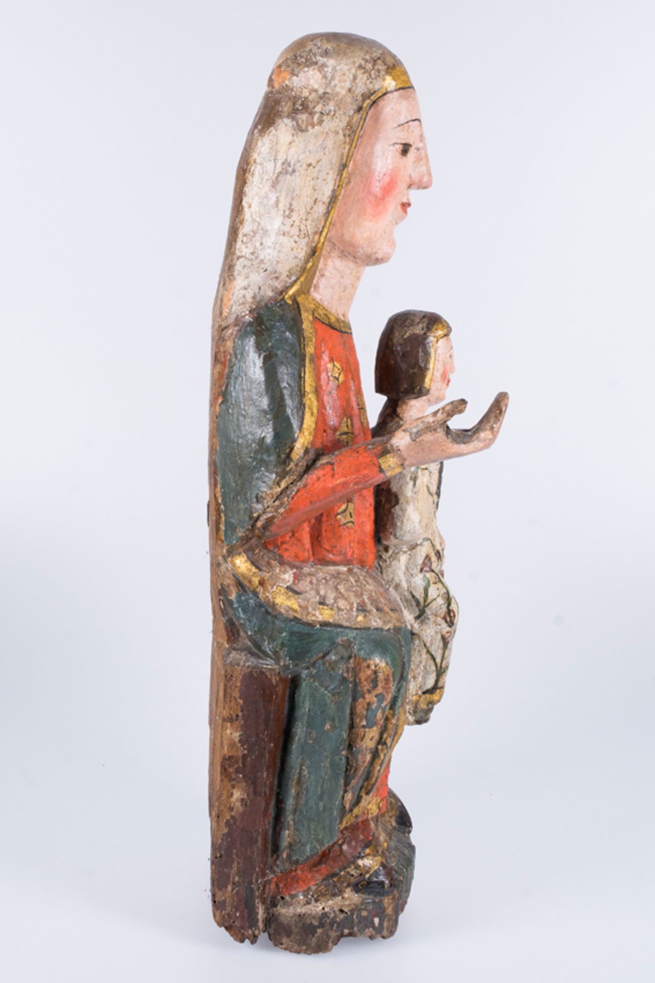 "Madonna and Child in Majesty". Polychromed wood. Aragonese or Catalan workshop? Gothic. 14th cent. - Image 4 of 8