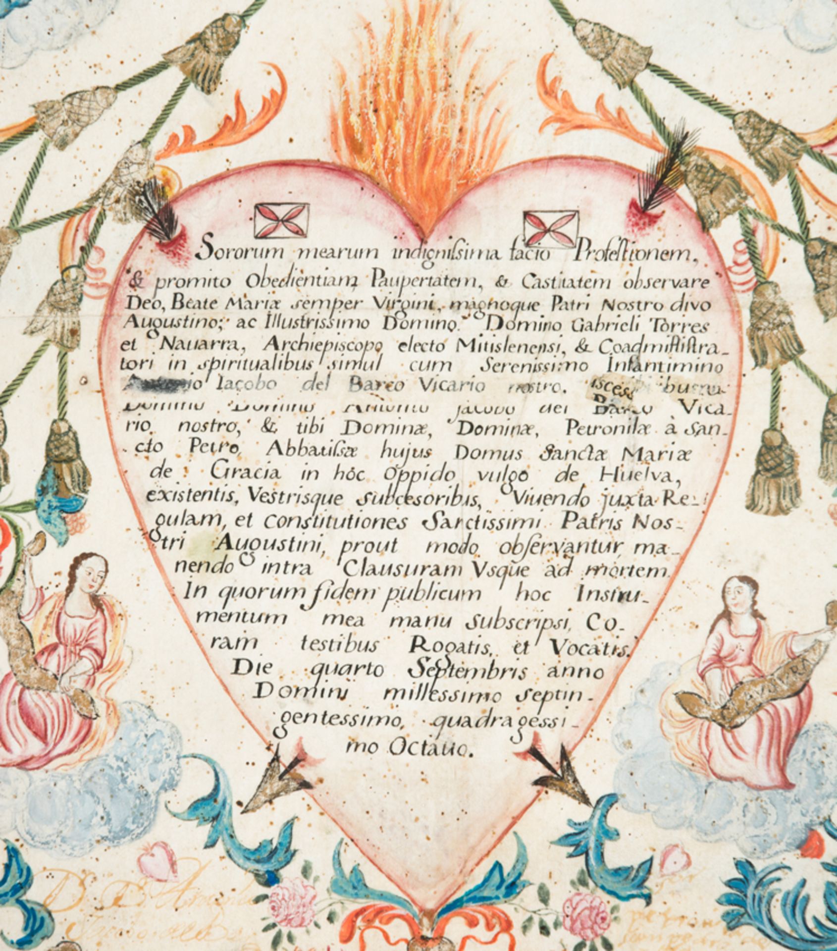 Spanish School. Dated 1748. Illumination on parchment. - Image 2 of 3