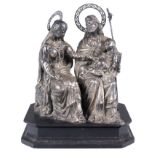 &quot;Holy Family&quot; Carved, chiselled and embossed silver sculptural group. Spanish school. 18th