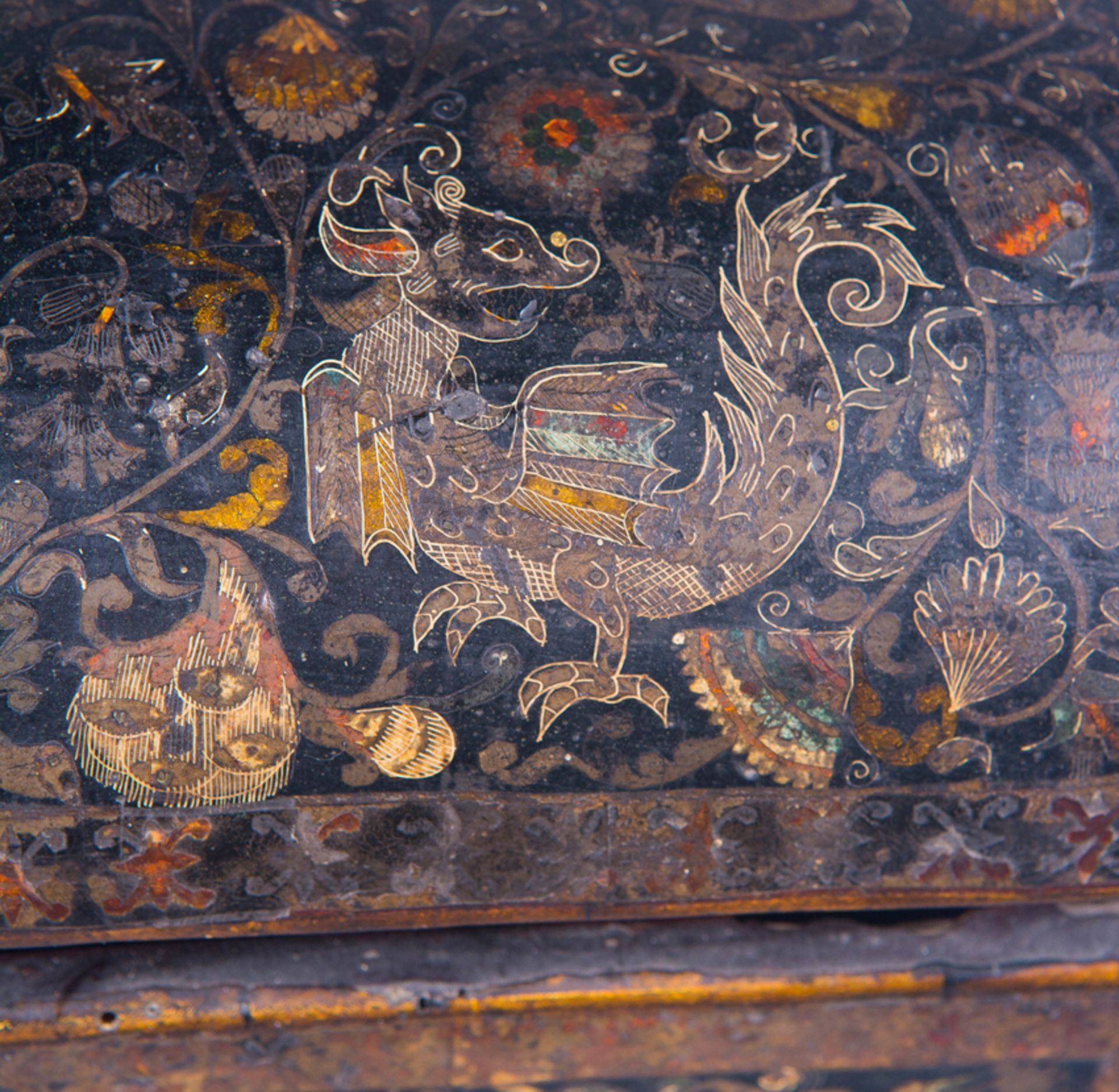 Chest made using the "pasto varnish" technique (mopa mopa plant varnish). Colombia. 17th-18th centur - Image 9 of 17