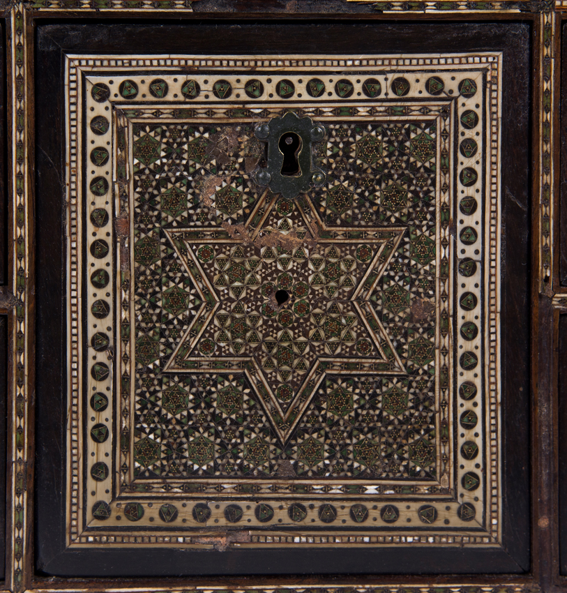 Ebony wood cabinet veneered with fine and tropical woods.. Indo-Portuguese School. Gujarat. 17th cen - Image 3 of 6