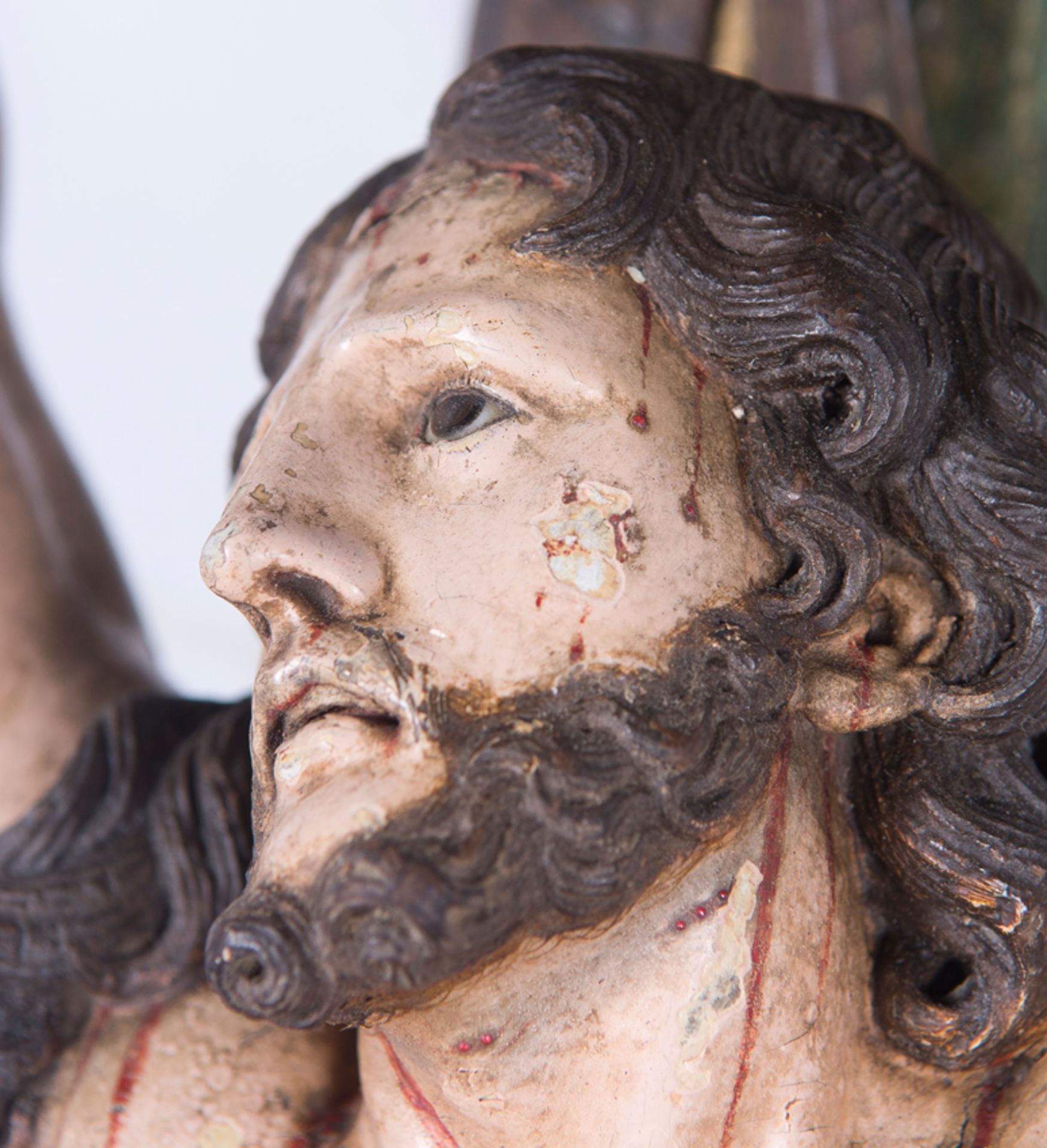 Carved and polychromed wooden monumental figure of the living Christ...Indo-Portuguese work.17th cen - Bild 5 aus 14