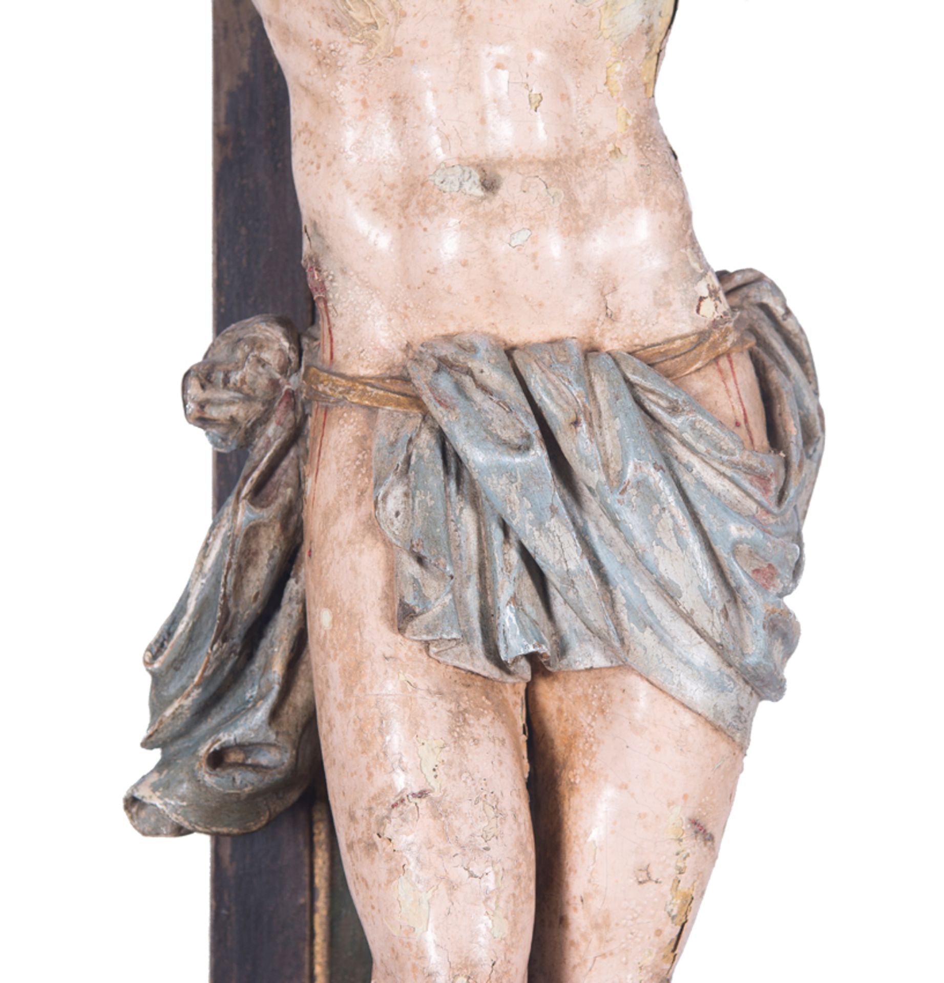 Carved and polychromed wooden monumental figure of the living Christ...Indo-Portuguese work.17th cen - Bild 6 aus 14