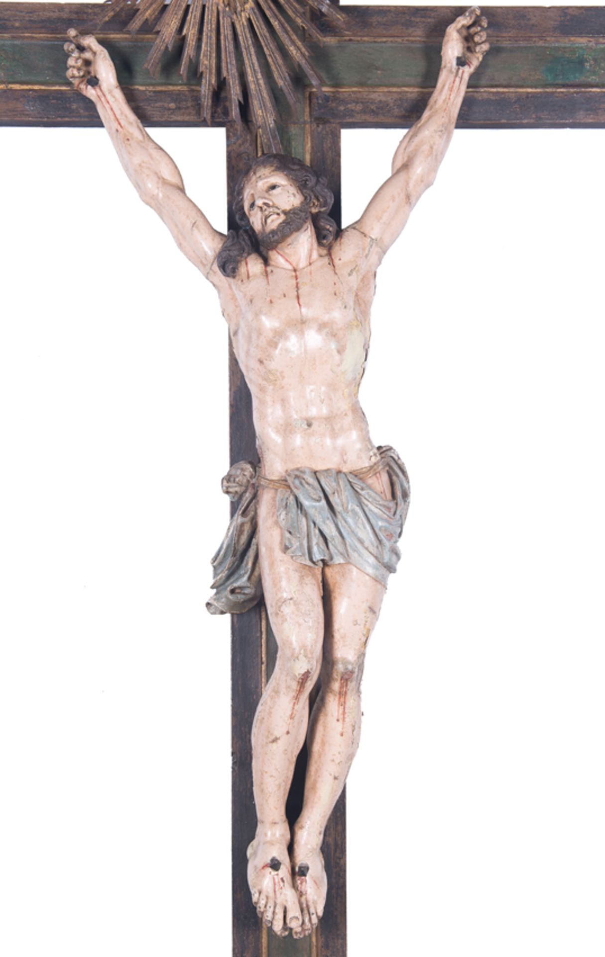 Carved and polychromed wooden monumental figure of the living Christ...Indo-Portuguese work.17th cen - Bild 2 aus 14