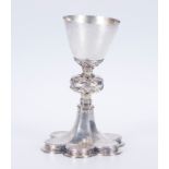 Embossed and engraved marked silver goblet with vermeil residue. Gothic. 15th century.