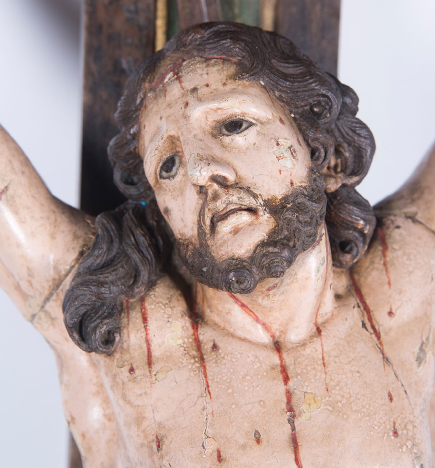 Carved and polychromed wooden monumental figure of the living Christ...Indo-Portuguese work.17th cen - Image 3 of 14