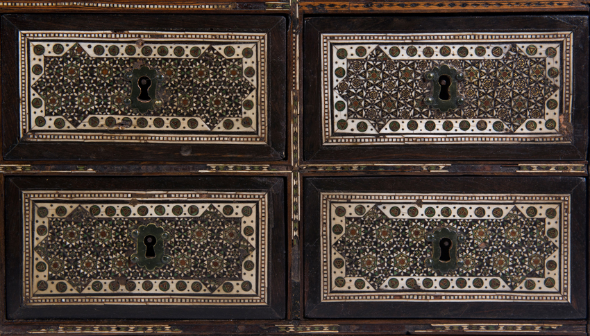 Ebony wood cabinet veneered with fine and tropical woods.. Indo-Portuguese School. Gujarat. 17th cen - Image 4 of 6