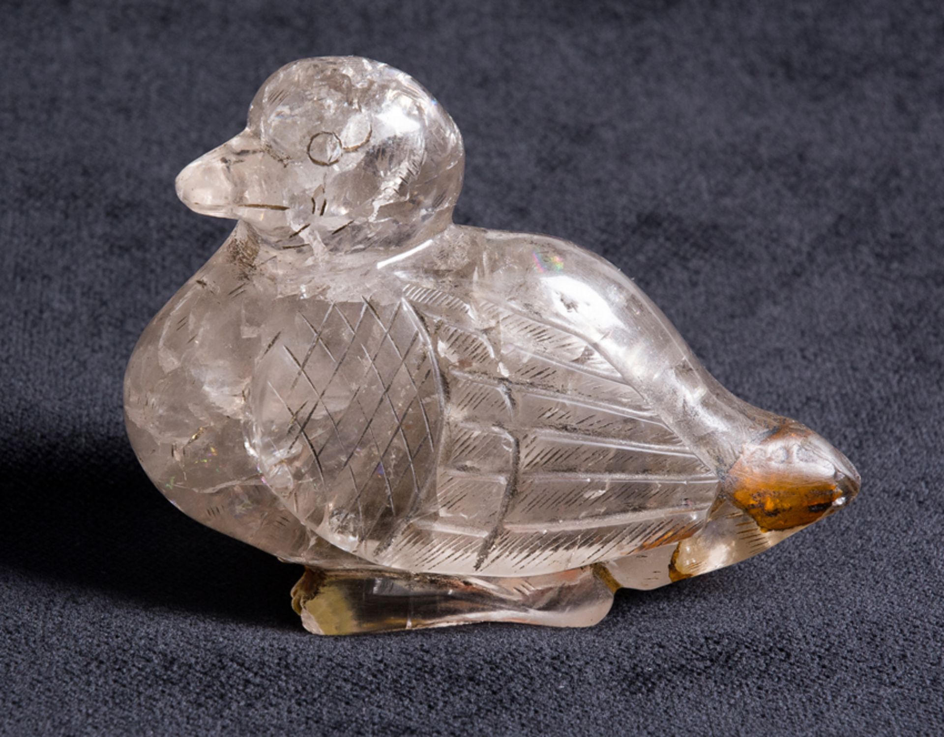Rock crystal figure of a bird. Possibly by Fatimí or Romano. - Image 2 of 7