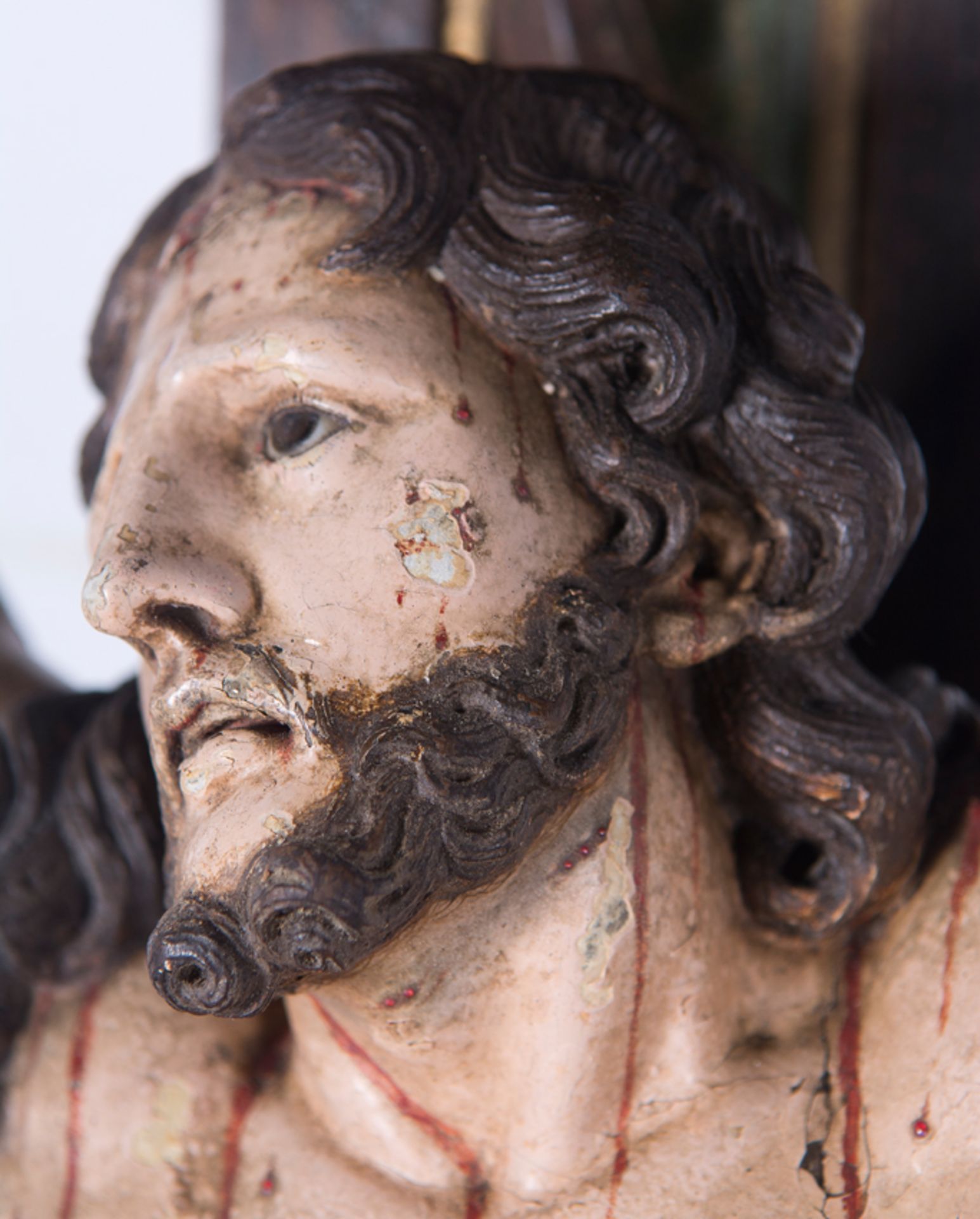 Carved and polychromed wooden monumental figure of the living Christ...Indo-Portuguese work.17th cen - Bild 4 aus 14