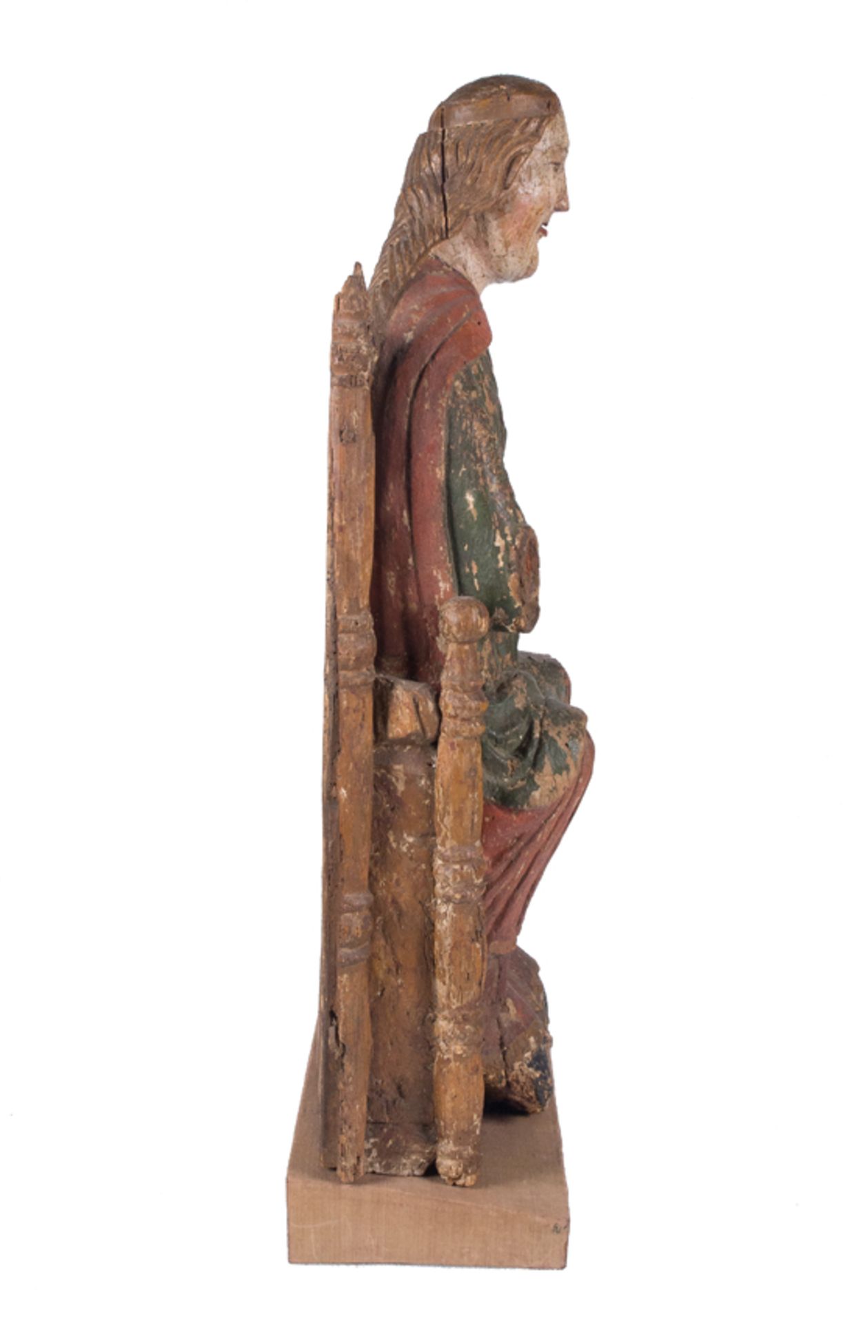 Seat of Wisdom (Sedes Sapientiae). Carved and polychromed wooden sculpture. Nordic Europe. Sweden / - Bild 8 aus 9