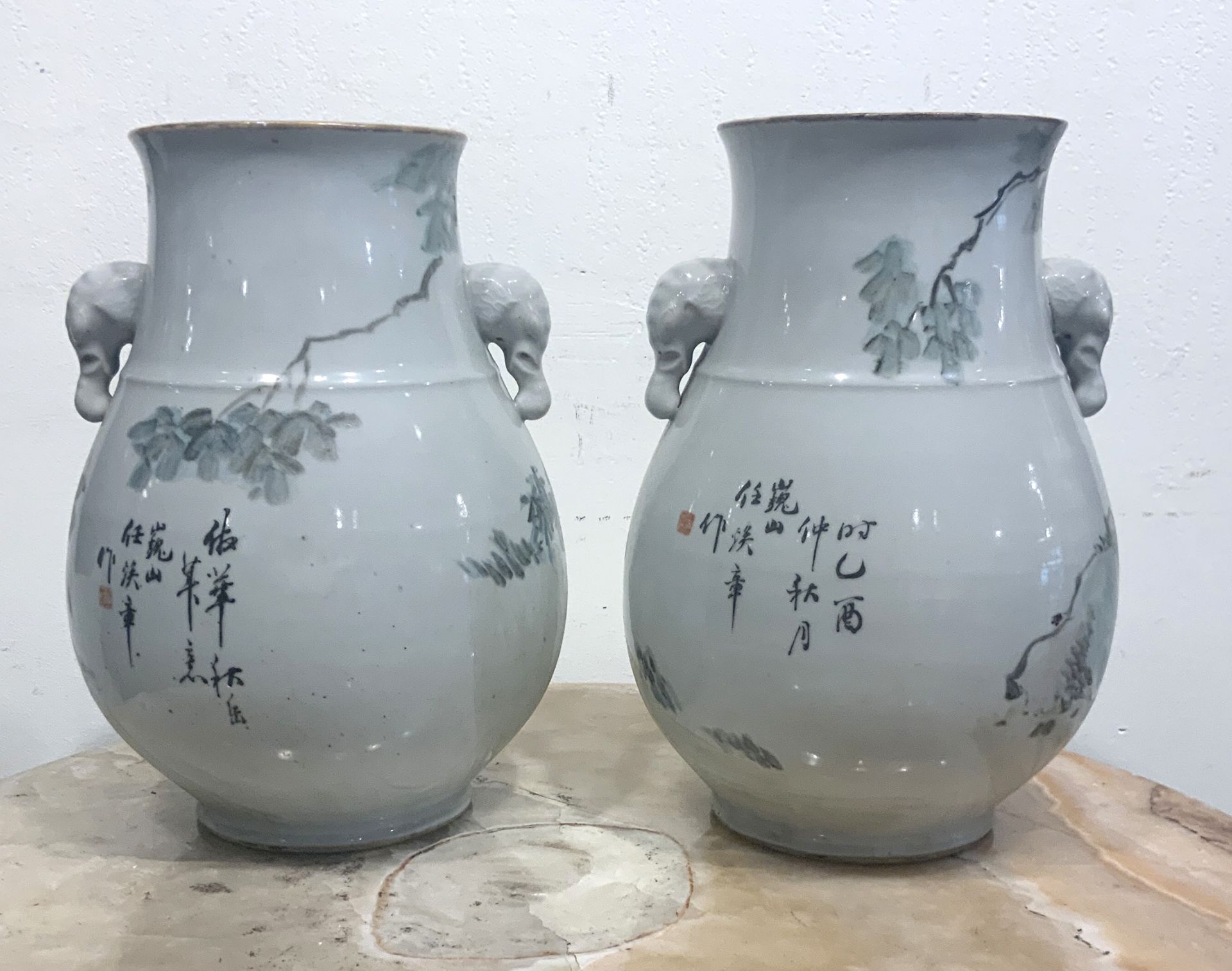 Pair of porcelain vases. Rose family. Ching period. - Bild 2 aus 5