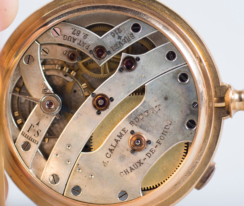 Fine, minute-repeating, fob watch signed &lsquo;Js Calame Robert Chaux-de-Fonds&rsquo;, with engine- - Image 12 of 17