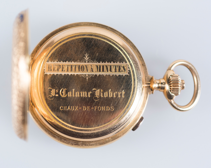 Fine, minute-repeating, fob watch signed &lsquo;Js Calame Robert Chaux-de-Fonds&rsquo;, with engine- - Image 6 of 17