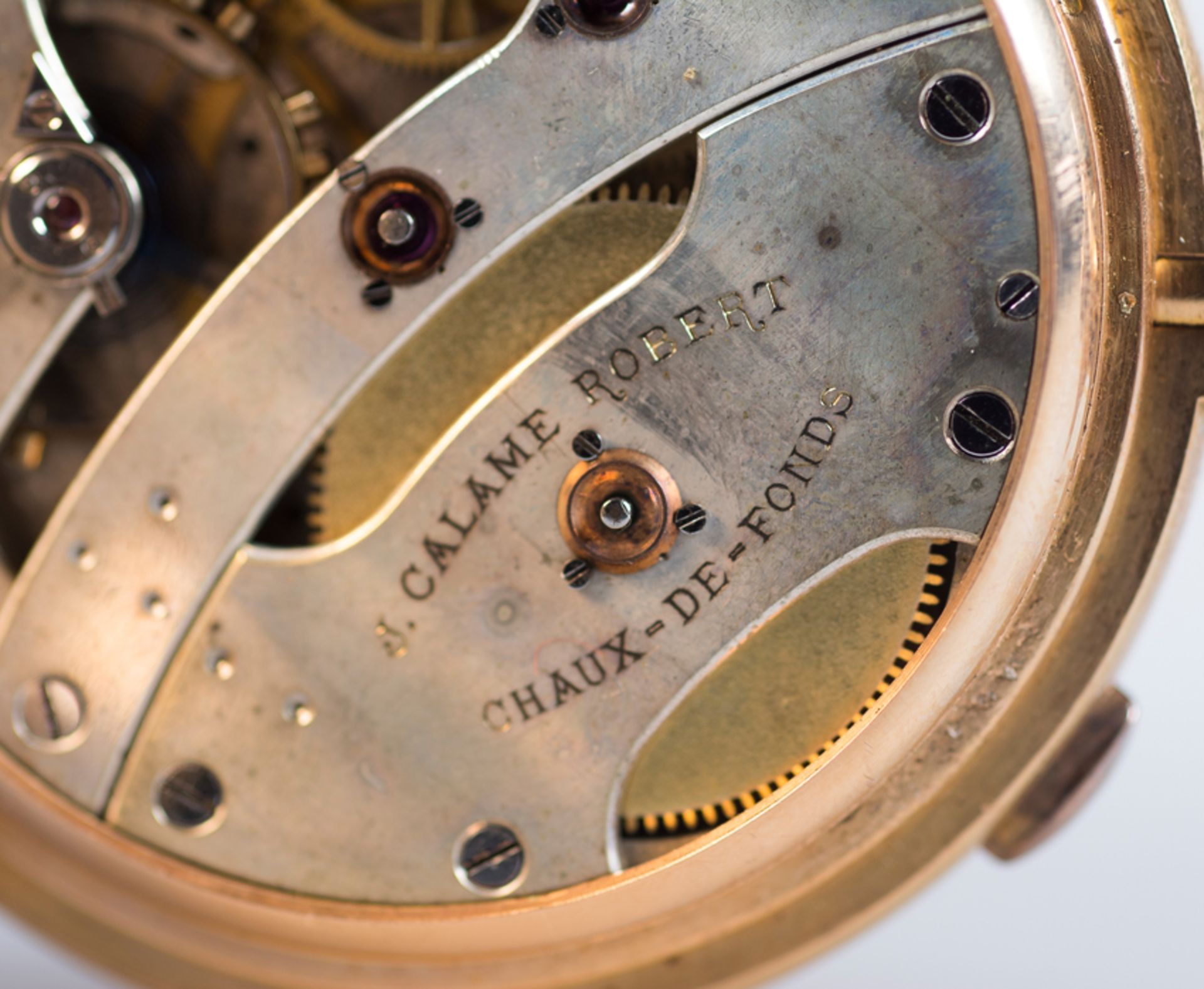 Fine, minute-repeating, fob watch signed &lsquo;Js Calame Robert Chaux-de-Fonds&rsquo;, with engine- - Bild 14 aus 17
