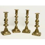 2 pairs of Victorian brass candlesticks 22.5cm.