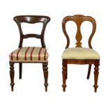 A Victorian mahogany side chair and a Victorian style balloon back side chair