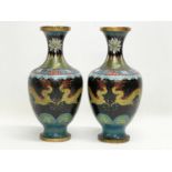 A pair of late 19th century Cloisonné vases. 23cm.