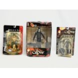 3 unopened action figures. A McFarlane Toys 12” Collectibles ‘The Crow’ action figure in box. A