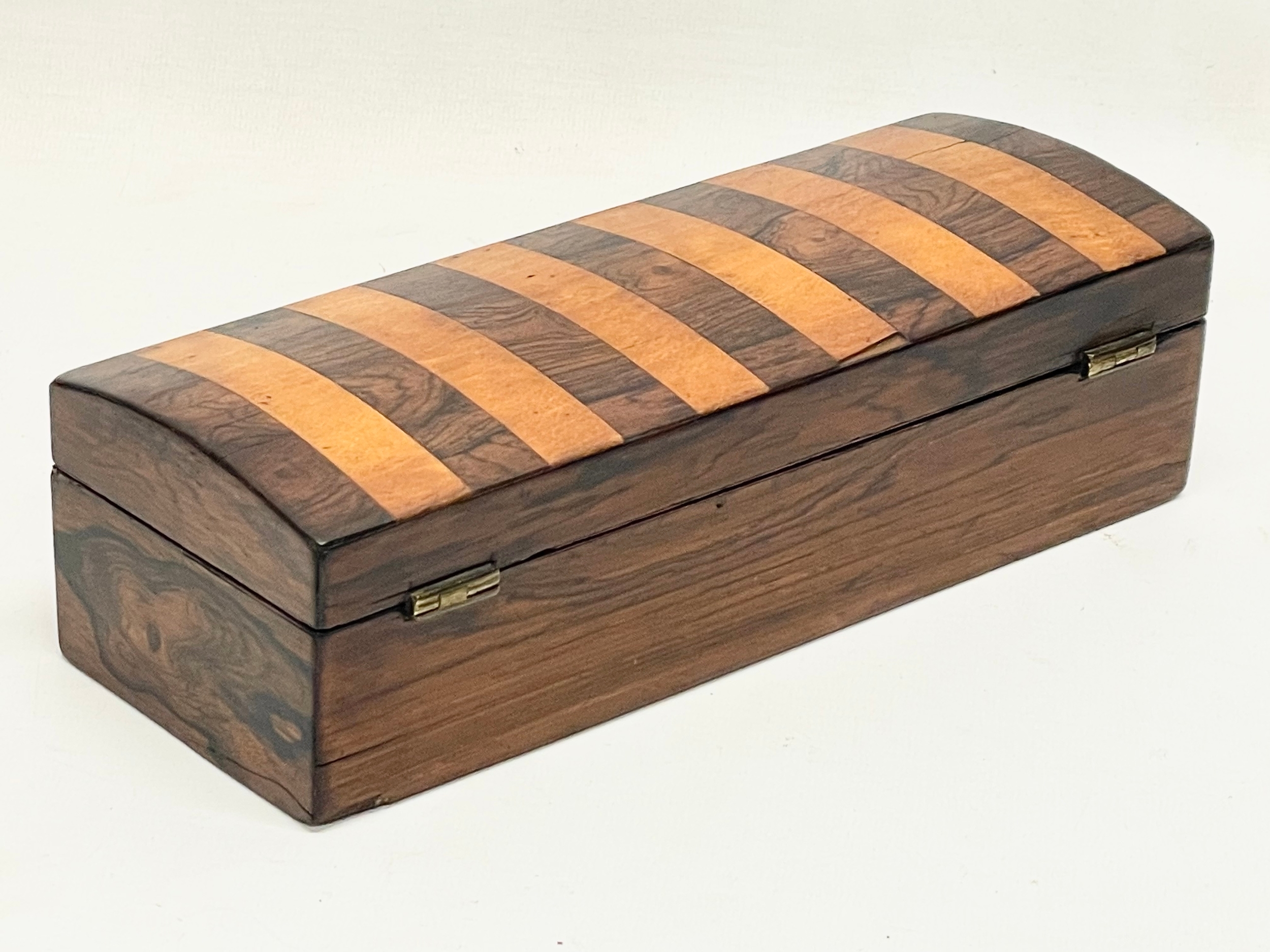 A Victorian Rosewood and Satin Wood box. 24x9x6.5cm - Image 4 of 4