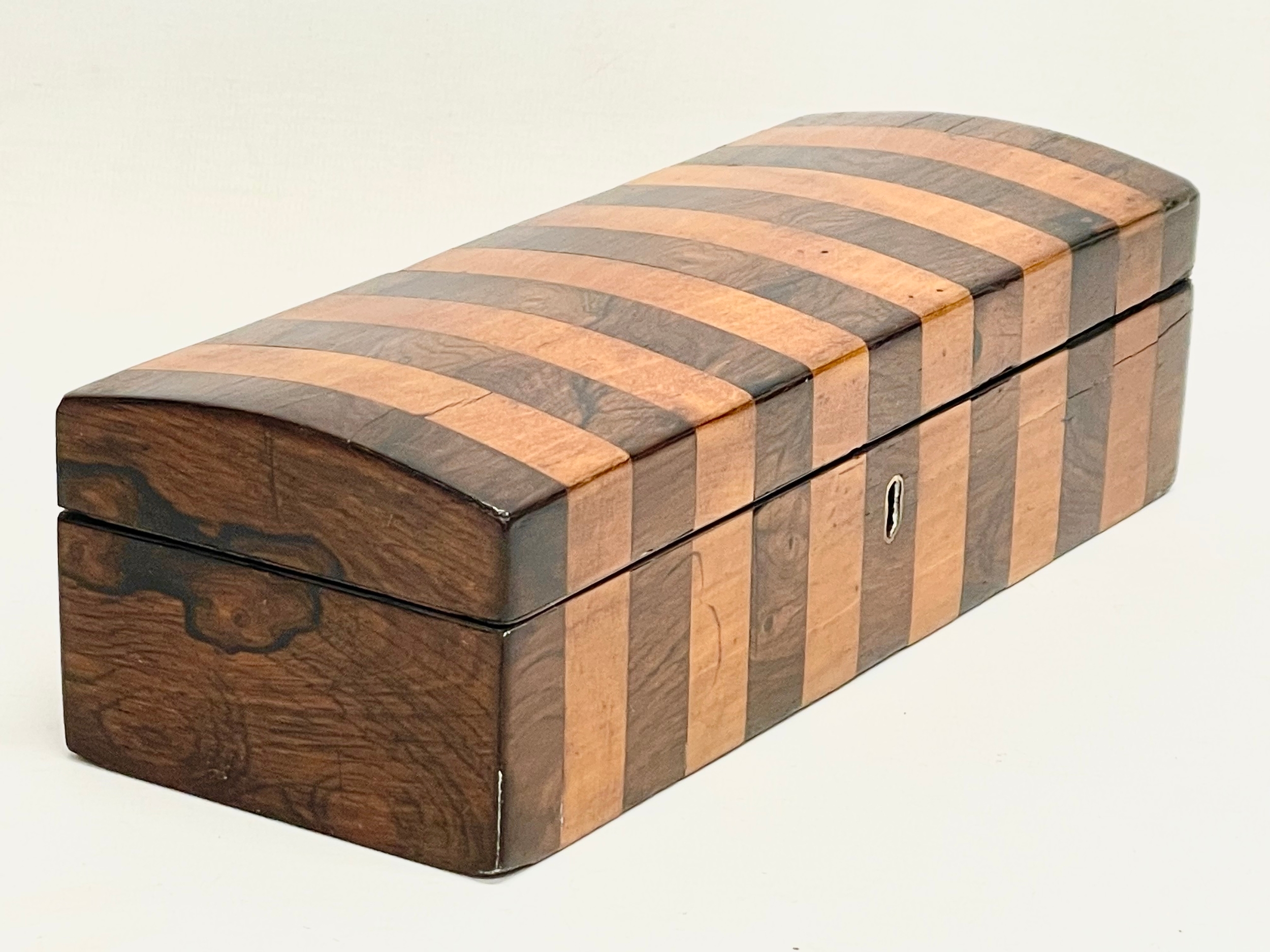 A Victorian Rosewood and Satin Wood box. 24x9x6.5cm - Image 3 of 4