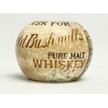 A vintage Bushmill’s Whiskey stoneware match striker and holder. J.A. Campbell. Royal Avenue