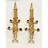 A pair of large heavy ornate brass wall sconces. 33x92.5cm