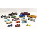 A quantity of vintage toy cars, including Dinky, etc.