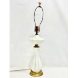 A large early 20th century Milk Glass table lamp. 76cm