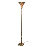 A tall Tiffany style standard lamp. 190cm