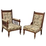 2 late Victorian parlour chairs.