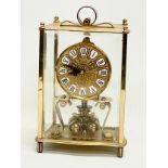 A vintage brass German mantle clock by Keninger & Obergfell. 14x11x22cm.