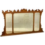 A large late 19th century inlaid mahogany overmantle mirror. 137x77cm