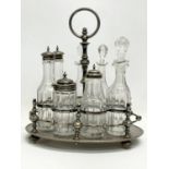 A large good quality Victorian silver plated cruet set and a silver plated epergne. Cruet set
