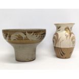 Mid Century stoneware vase and bowl. Bowl measures 21x15cm