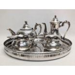 A 5 piece silver plated tea service. Tray measures 33.5cm