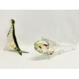 A large Murano Glass fish and an Art Glass seal. Fish measures 37cm