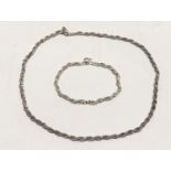 A silver chain and silver bracelet stamped 925, 17.25g