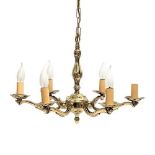 A heavy brass ornate chandelier. 59x66cm