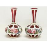 A pair of late 19th/early 20th century ornate hand painted Bohemian Glass vases. Circa 1890-1910.