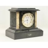 A Victorian slate and marble clock case. 24.5x14x21cm