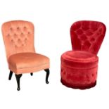 2 vintage button back bedroom chairs.