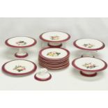 17 pieces of late 19th century Royal Worcester dinner ware. 12 dinner plates. 4 comports, 1