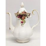 A Royal Albert Old Country Roses pottery coffee pot. 24cm
