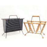 2 Mid Centiry magazine racks. Metal measures 37x39cm